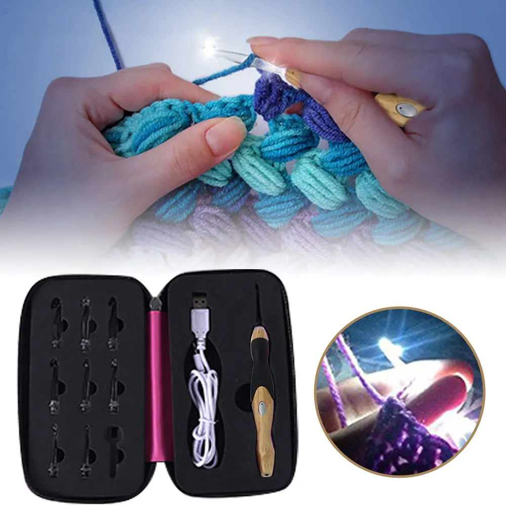 LED Light Up Crochet Hook + 9 Hook sizes